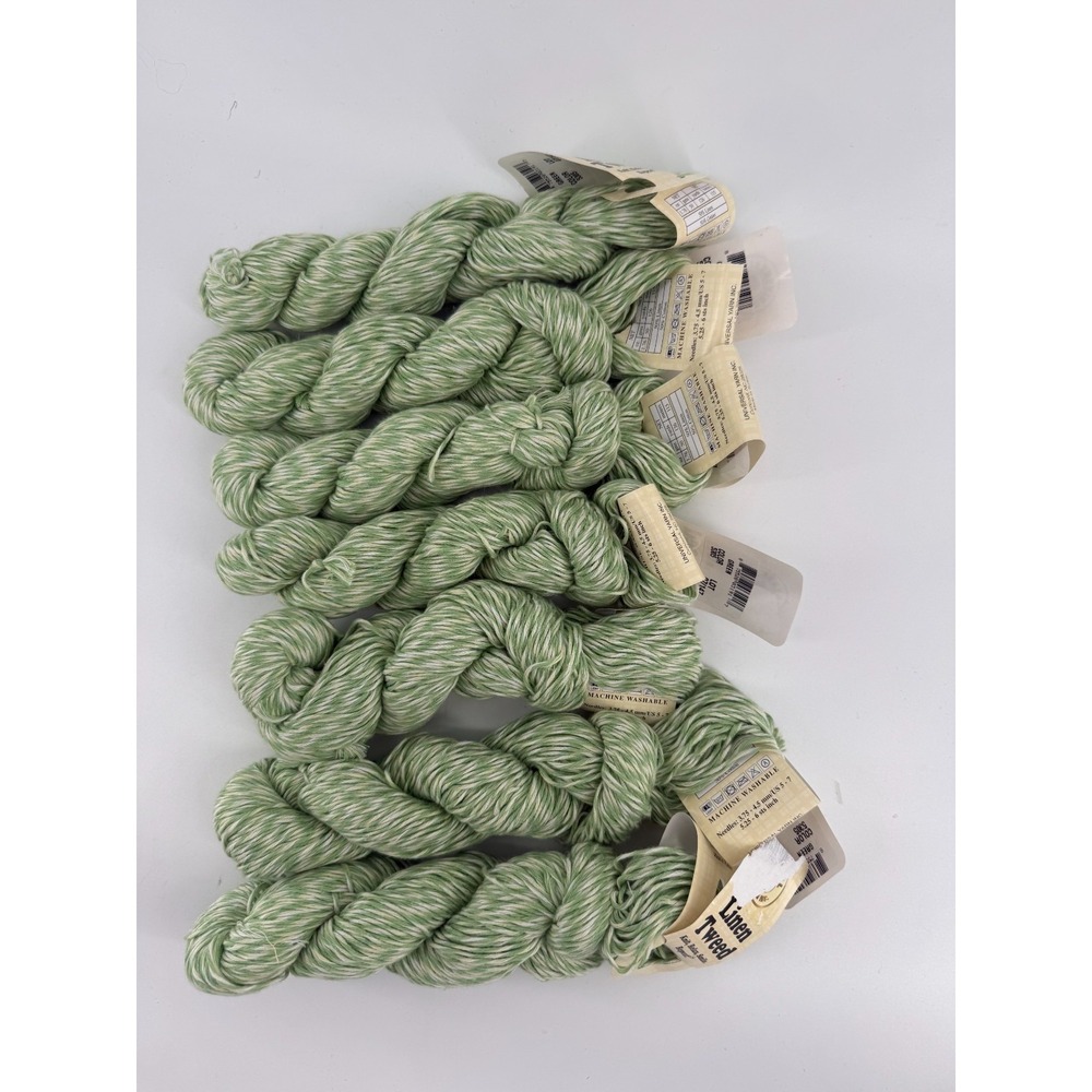 Universal Yarn Punch Tweed Green Linen Cotton Yarn 7 Skeins 882 Yards!
